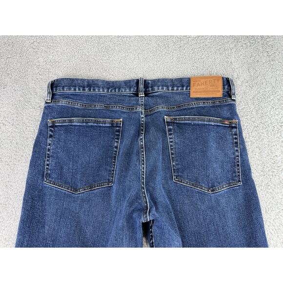 Faherty Jeans Mens 35x28.5 Blue Feel Good Special Weave Organic Cotton Stretch - Picture 13 of 16